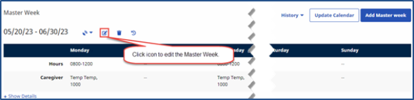 Edit a  Master Week